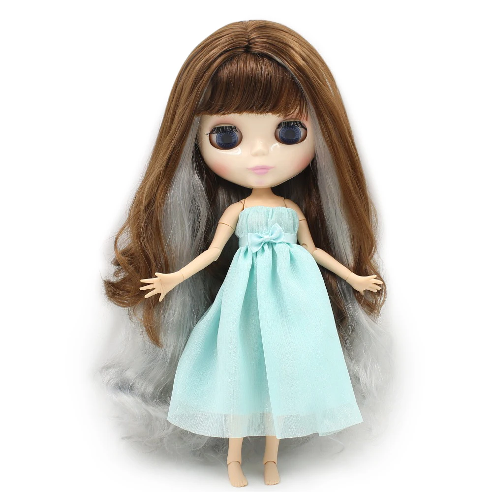 Кукла ICY DBS Blyth BL8800/6005(280)9158(230) коричневые смешанные серые волосы с бахромой/челка