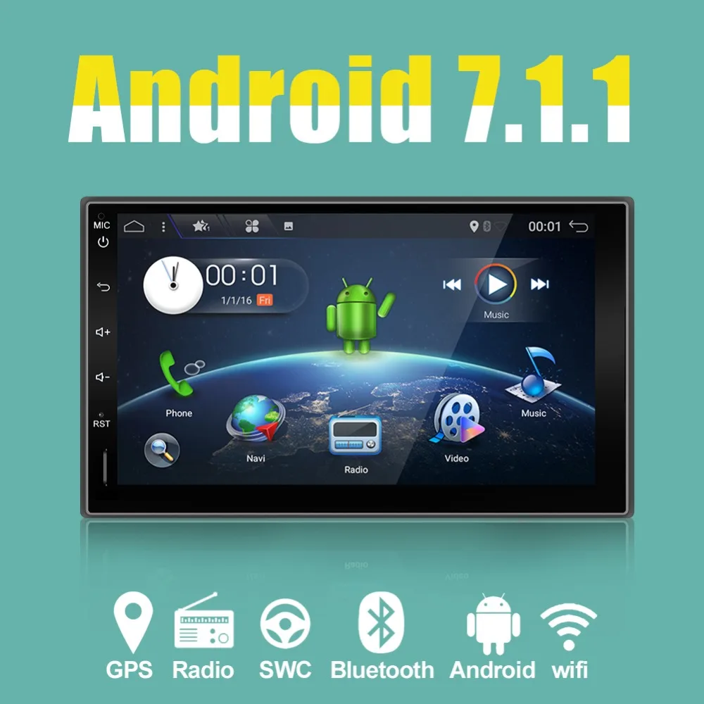 2 din Android 7 1 общие моделей автомобилей дюймов Сенсорный экран Bluetooth автомобильное