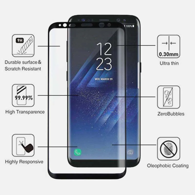 3D изогнутая Защитная пленка для экрана Samsung Galaxy S9 Plus из закаленного стекла 9H