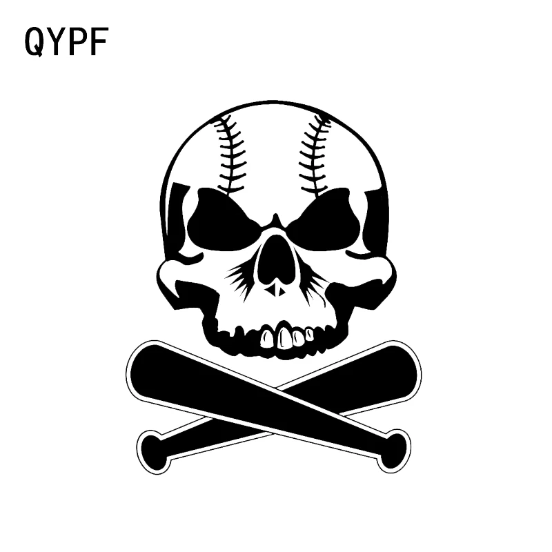 

QYPF 10,7*13,6 см, интересное украшение в виде Бейсбольного черепа, автомобильная виниловая наклейка высокого качества, силуэт, аксессуары