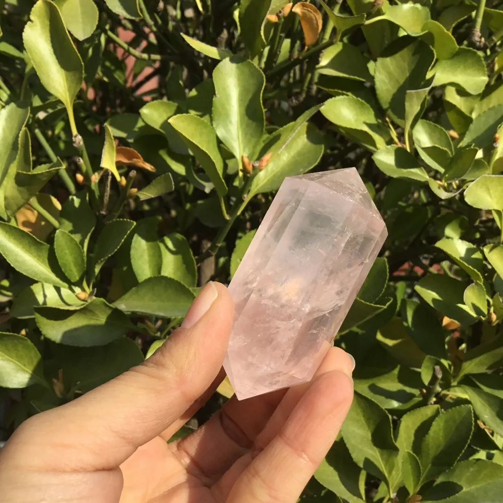 

8faces Natural Rose Quartz Crystal Double Terminated Point Pink rock crystal points