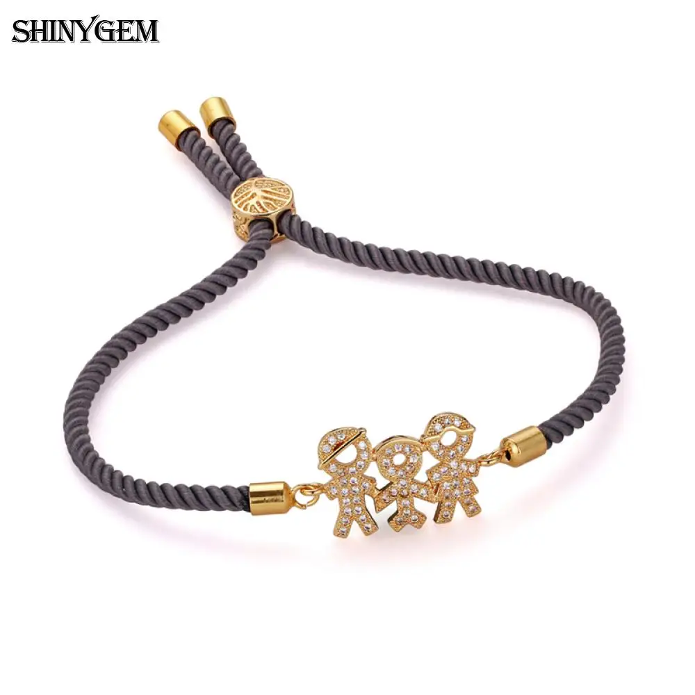 ShinyGem Happy Family регулируемые браслеты с шармами веревка