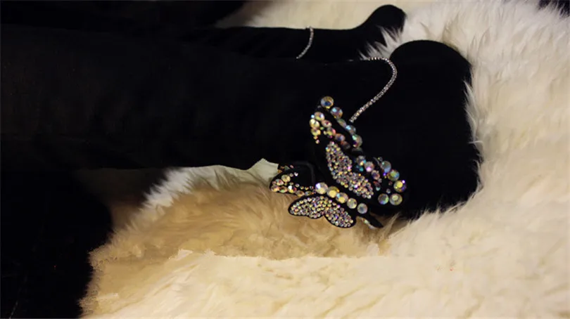 2017 Роскошные Назад Кристалл Бабочка Украшенные Высота Увеличение Tight Высокие