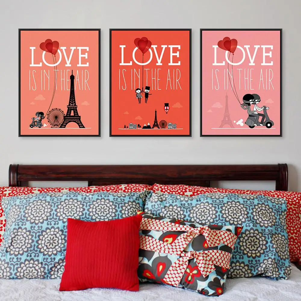 Романтическая парная парочка из Парижа Триптих свадебное украшение А4