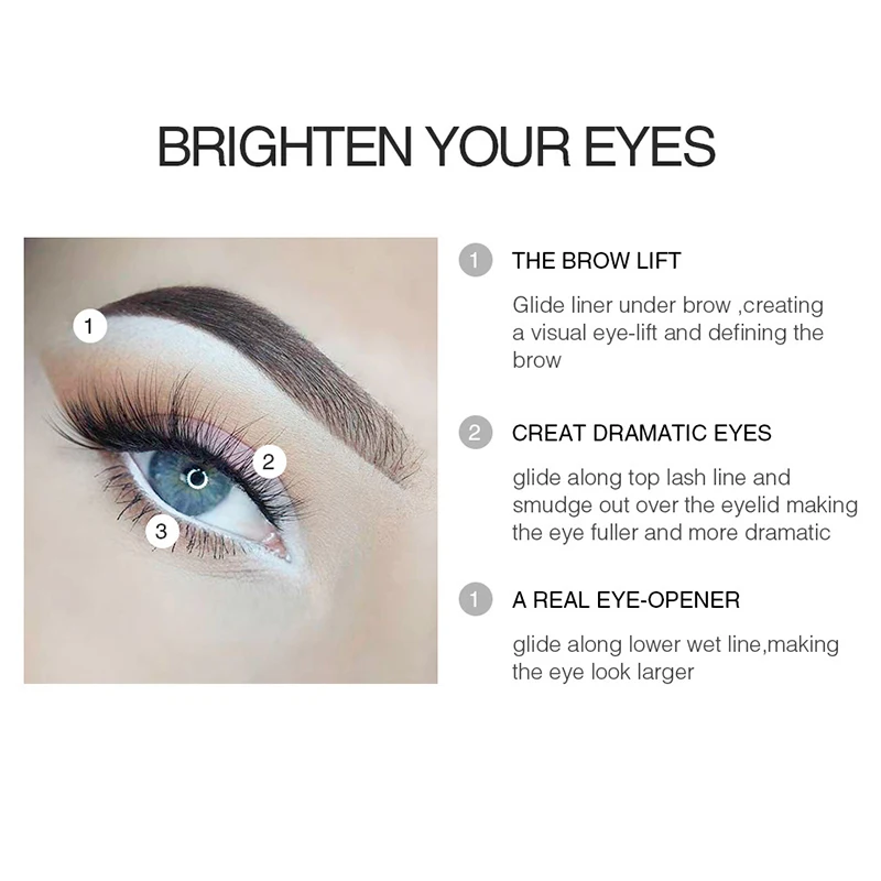Белый EyelinerWhite подводка для глаз макияж Гладкая карандаш пигмент белый цвет