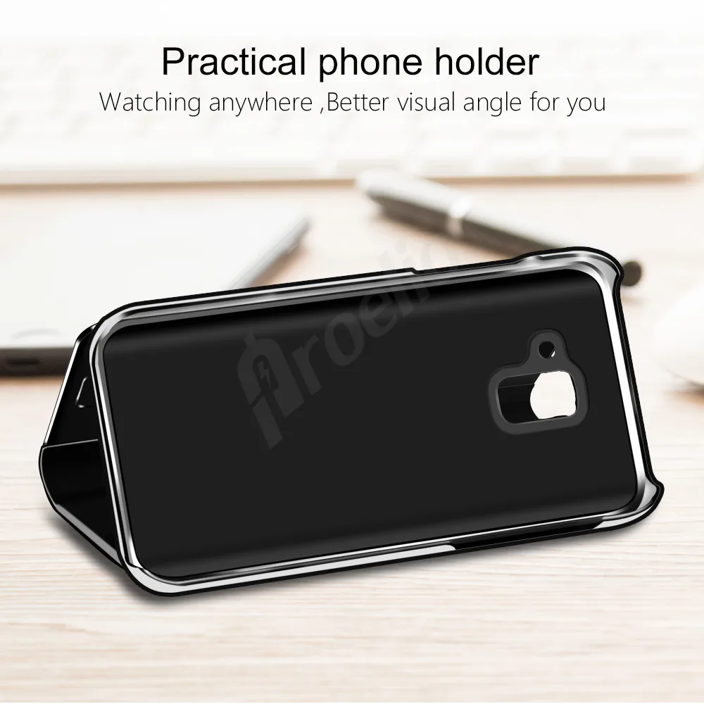 Proelio зеркало флип чехол для Samsung Galaxy A5 A7 A8 2018 Роскошные Clear View Окно Smart Cover мобильный