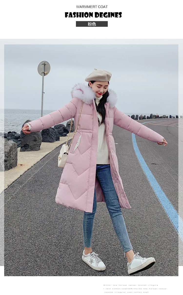 long Parka Down parka women Large collar down jacket medium length knee length jacket and thick jacket 922