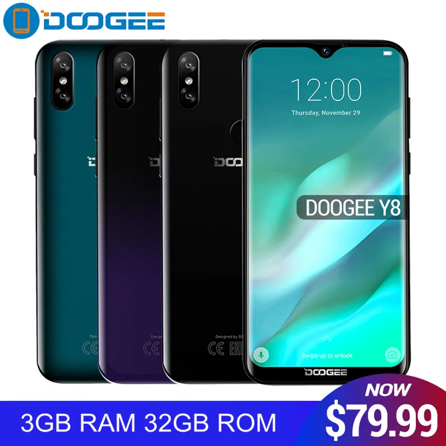 Мобильный телефон Doogee X90L Android 9 0 экран Waterdrop градиентная задняя крышка 6 1 дюйма HD 3 +