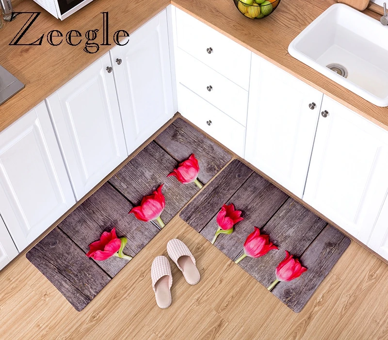 

Кухонные коврики Zeegle, мягкий коврик для ног, абсорбирующий Противоскользящий коврик для ванной, коврик для входа в ванную комнату, набор ков...