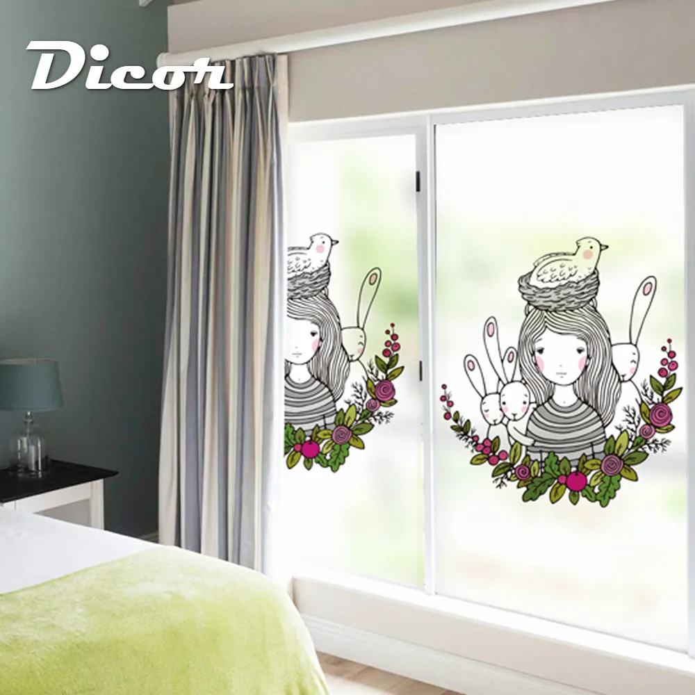 Художественная иллюстрация DICOR мультяшная наклейка на окна цветы феи с милыми
