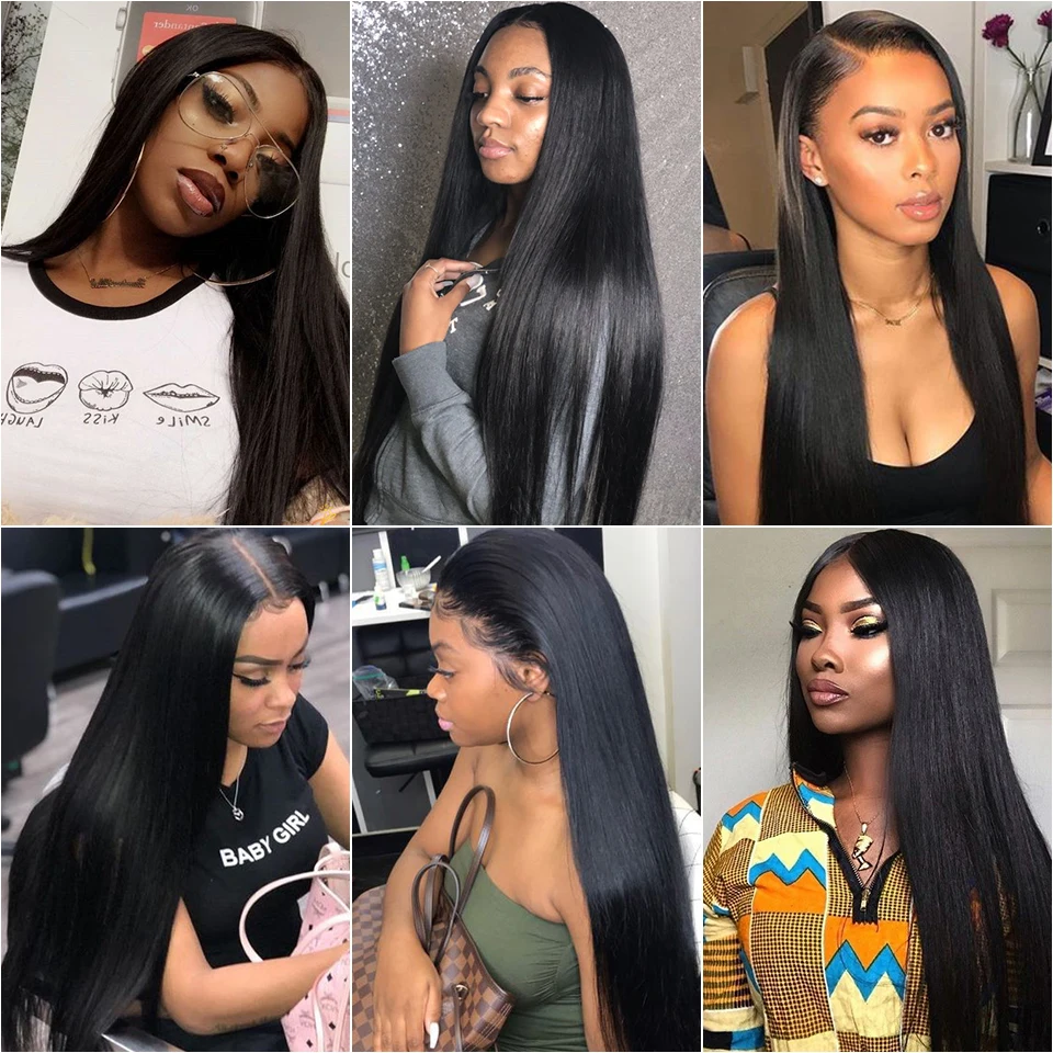 Бразильские 4*4 прямые волосы на шнурках парик Remy человеческие парики