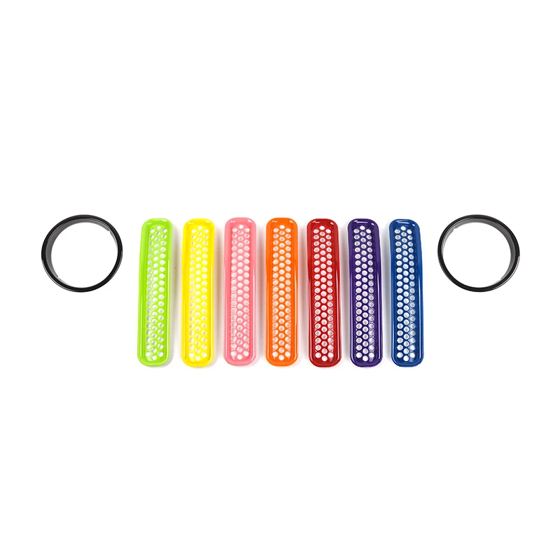 Colorful Net Set SHINEKA гоночные грили наборы для Jeep Wrangler TJ 1997-2006 ABS красочная вставка сетка гриль оболочка Хром Передняя TJ решетка крышка - Цвет: Colorful Net Set