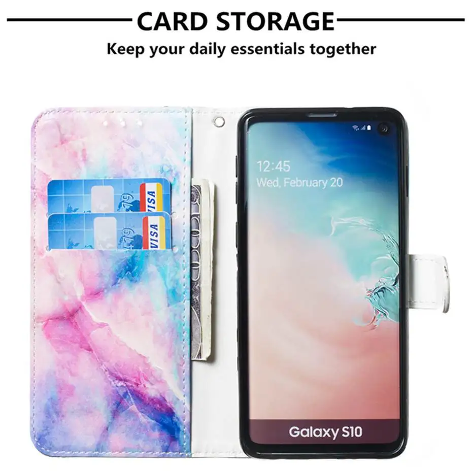 Флип кейс из искусственной кожи для Samsung Galaxy S10 E S9 S8 A10 A20 A30 A40 A50 A70 M10 M20 M30 A6 A7 J4 J6 2018