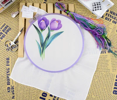 Tulip DIY незавершенный шелк тутового шелкопряда Сучжоу вышивка узоры наборы ручной работы Рукоделие наборы цветы - Цвет: Tulip