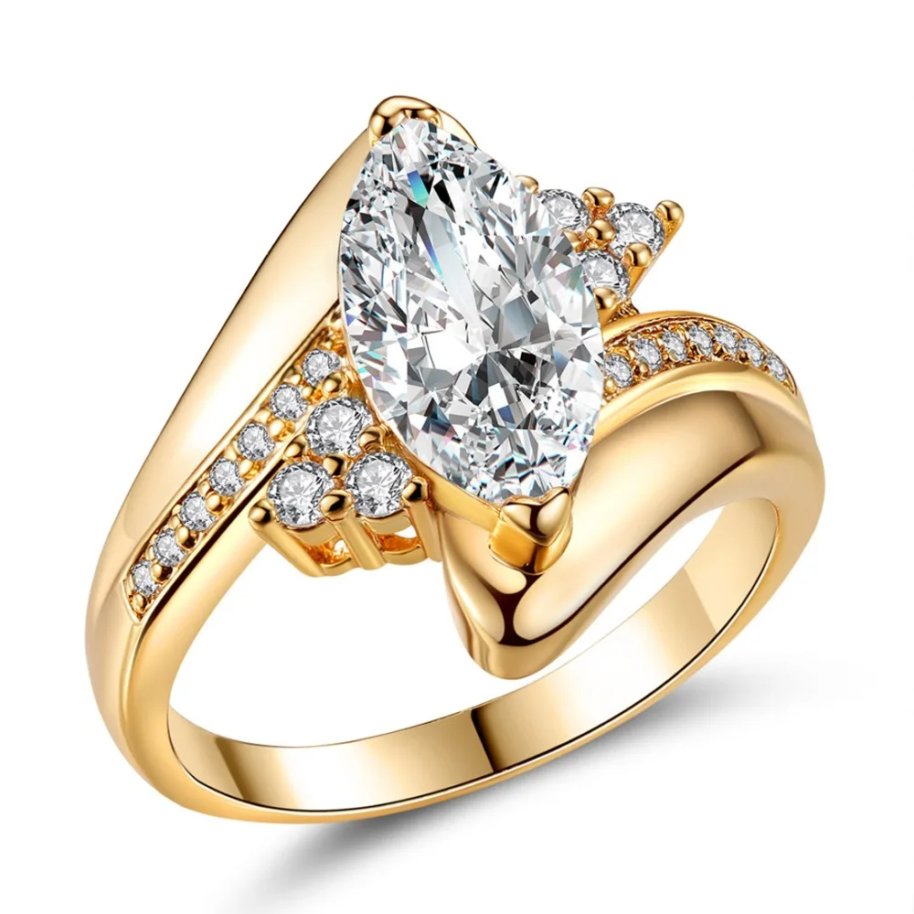 Новый маркиз Королевский синий и белый CZ черный золотой цвет Размер 6 7 8 9 красивые