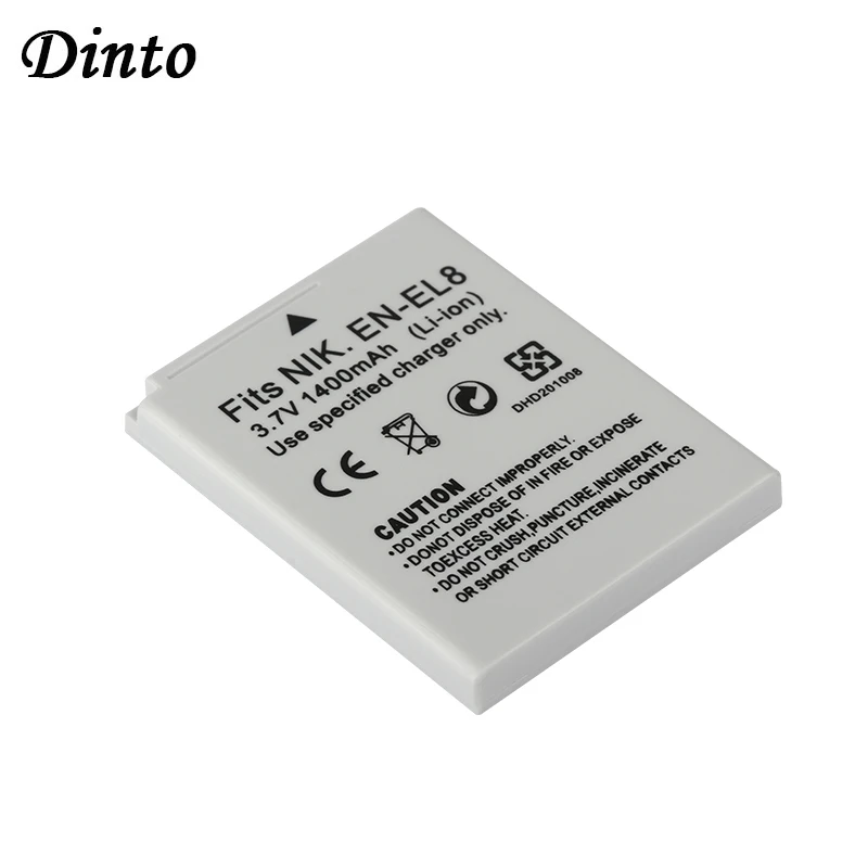 Dinto 1pc 1400mAh EN EL8 ENEL8 Аккумулятор для камеры Nikon Coolpix P1 P2 S1 S2 S3 S5 S6 S7 S7C S8 S9 EL8|Цифровые