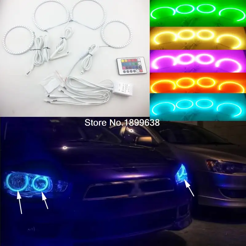 Супер яркий цвет 7 RGB комплект светодиодов глаза ангела с Дистанционный пульт