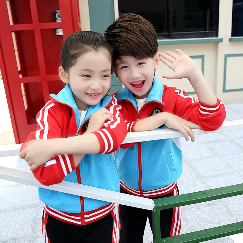 2017 Adult Children's Primary School Uniforms Teenage Autumn long sleeve sports outwear clothing Kids tracksuit outfit | Тематическая