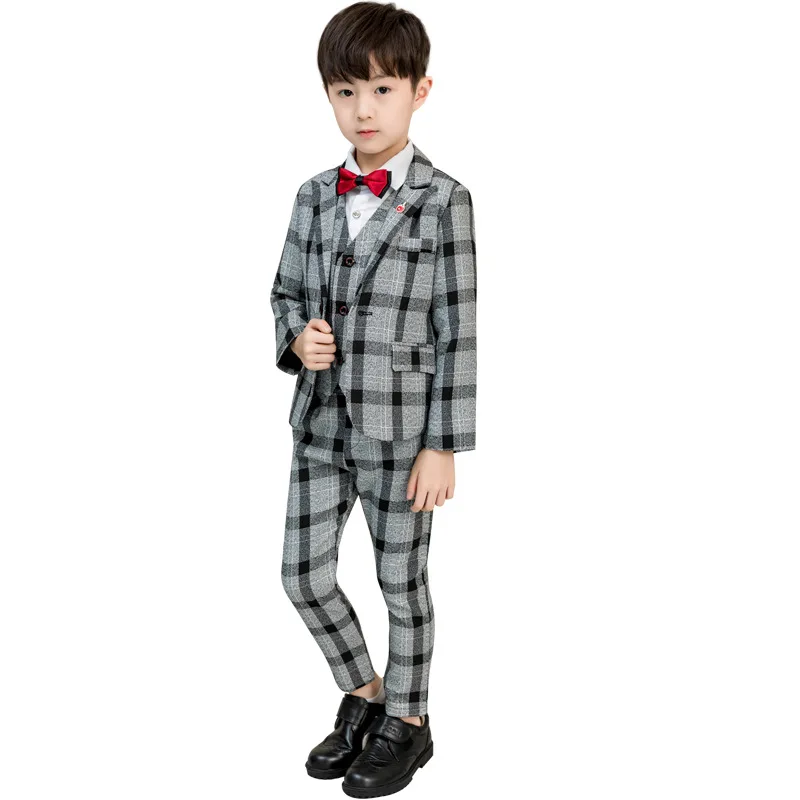New Boys Formal Suits for Weddings Brand Kids Party Tuxedos Gentlemen Birhtday Dress Blazer Vest Pants Shirt Clothes F023 | Детская