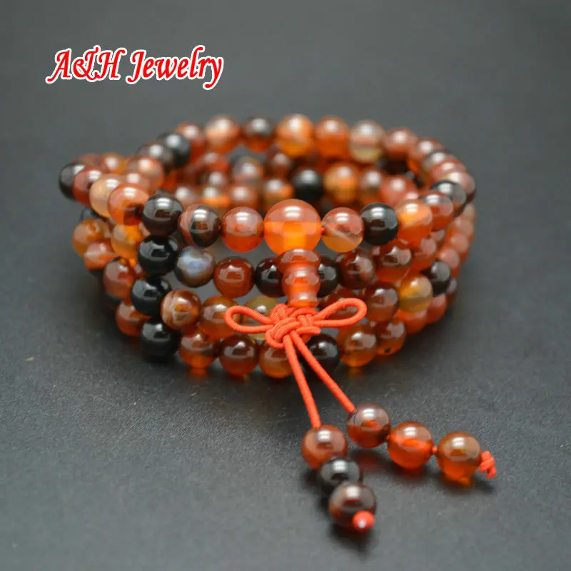 

108 Бусины Из Натурального Красного камня молитвенная лампа 6 мм круглые бусины Многослойные браслеты для женщин 10 шт./лот