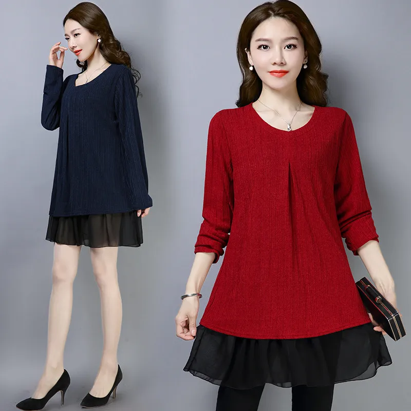 

2019 Spring Tshirt Women Long Sleeve T-shirt Female Tops Plus Size Loose T Shirts O-Neck Winter bottoming Women Tee Shirt 5XL