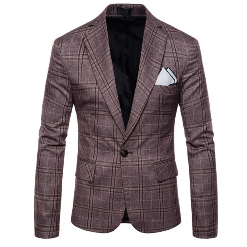 Одежда блейзер мужской одна кнопка Slim Fit костюм для выпускного вечера Модный