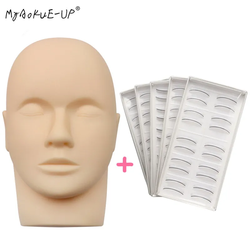 50pairs lashes Глаз лица макияж тренировочная ресницы для наращивания ресниц манекен головы плоская подошва практика ресницы - Цвет: 50pairs lashes