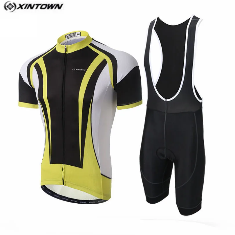

XINTOWN Yellow Bike Jersey bib shorts set Men Cycling Clothing bicycle Top Bottom Suit Ropa Ciclismo maillot MTB shirt blouse