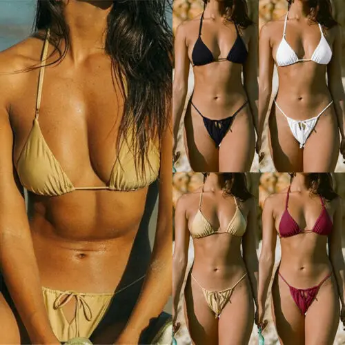 Women Sexy Bikini Set Solid 4 Colors Swimwear Push-Up Padded Bra Swimsuit Beachwear Bathing Suit | Спорт и развлечения