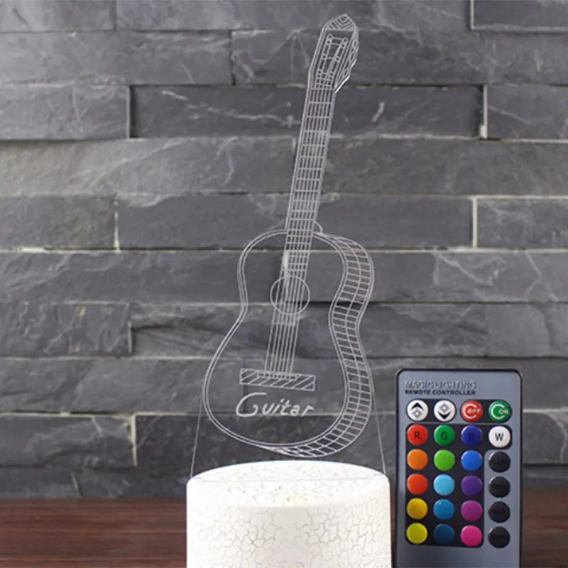 Музыкальная гитара тема 3D лампа светодиодный светильник 7 цветов Изменение