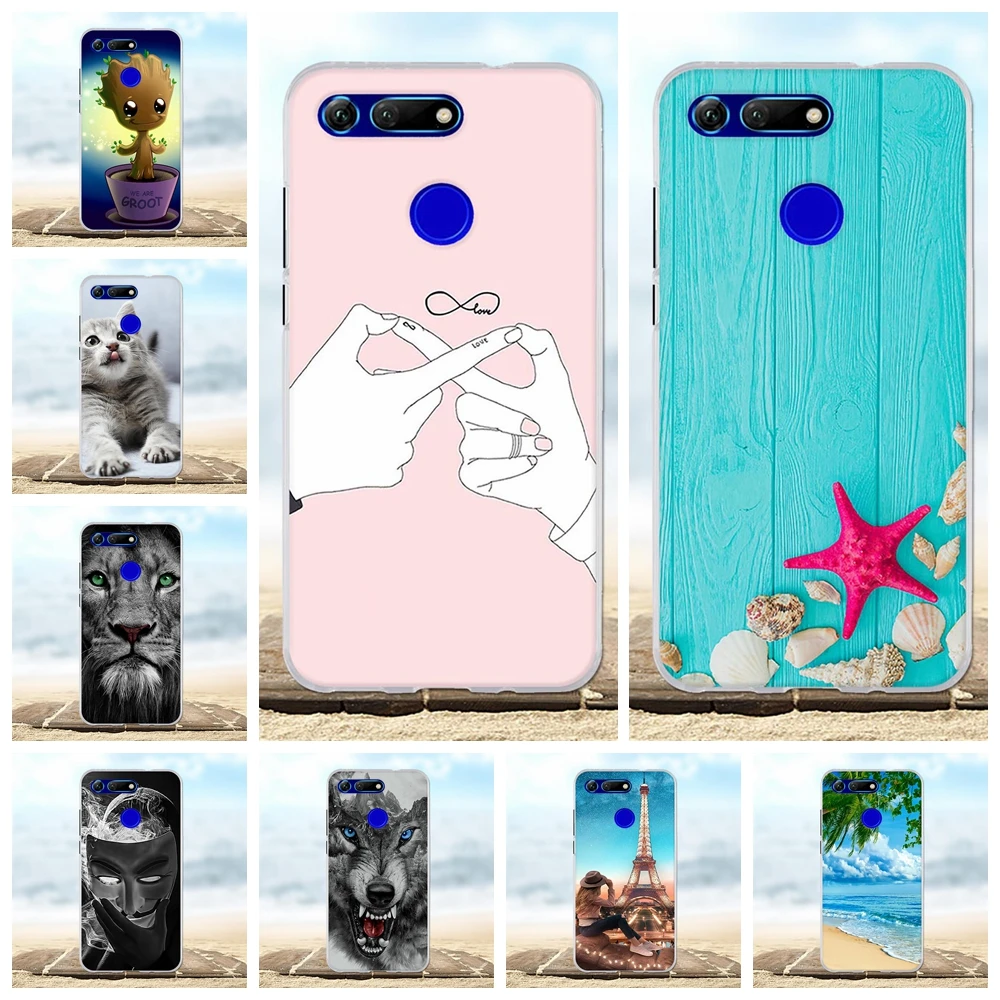 Для Huawei Honor View 20 Ультратонкий Мягкий ТПУ силиконовый чехол для с мультяшным
