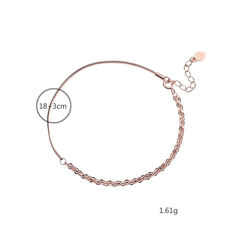 

Flyleaf Simple chain Asymmetry rose Gold Bracelets & Bangles Real 925 Sterling Silver Bracelets For Women Fashion Fine Jewelry