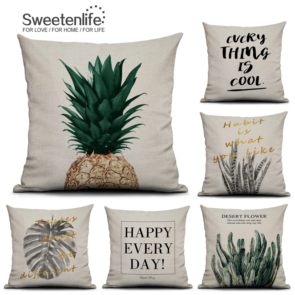 Sweetenlife чехол для подушки растений Чехлы хлопковый льняной размером 45*45 см