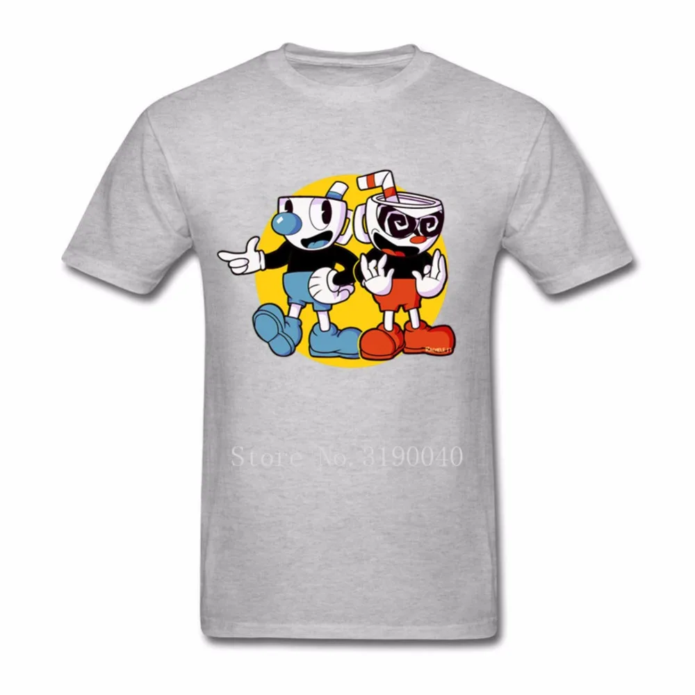 Геймер Дизайн Для мужчин Cuphead Футболка Ман Мягкий хлопок шею cartoon network Фильм