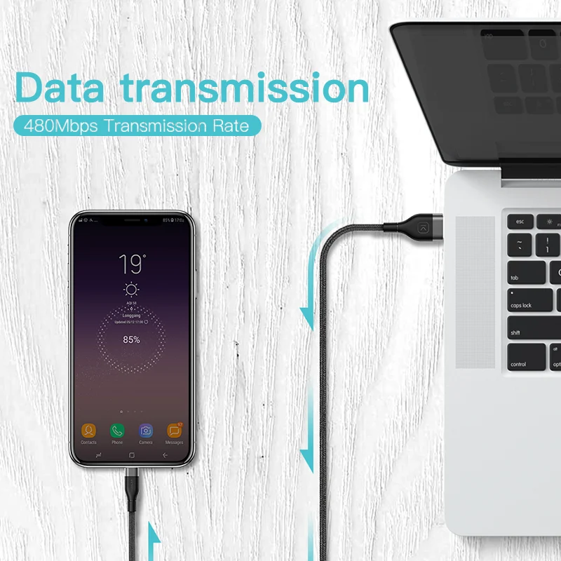 KUULAA USB Type C кабель для Xiaomi Mi Redmi Note 7 Быстрая зарядка зарядное устройство провод