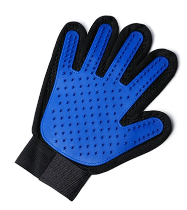 Blue Right Перчатка для шерсти домашних животных, расческа, стрижка кошек и собак, перчатка для чистки, щетка для удаления волос с левой и правой стороны, способствует циркуляции крови - Цвет: Blue Right