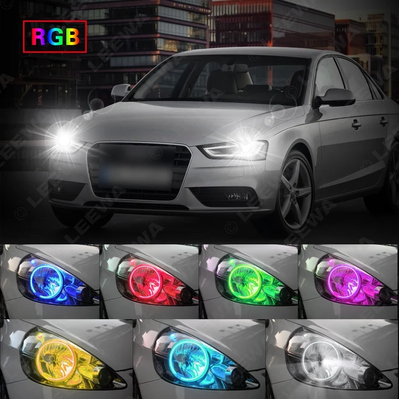 LEEWA 4X90mm автомобильный RGB разноцветный светодиодный светильник с ангельскими