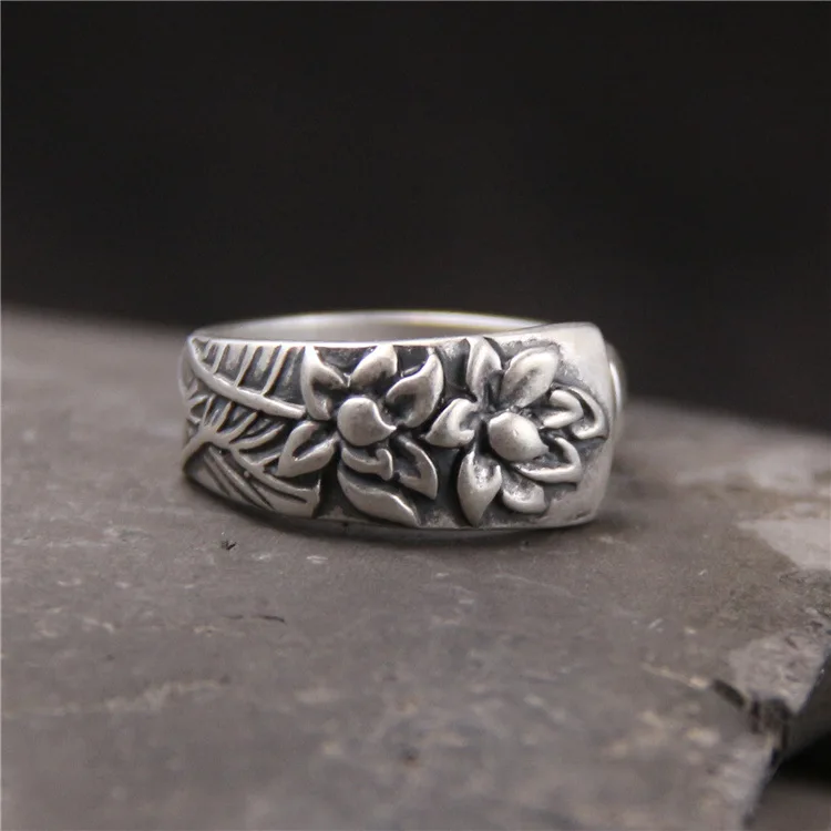 

2018 Anel Feminino Old Restore Ancient Ways Of Carve Patterns Or Designs On Woodwork Ring Thai Feed Opening National Wind Ms