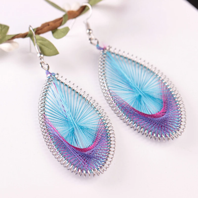 2019 Популярные Новые преувеличенные овальные шелковые серьги ручной работы