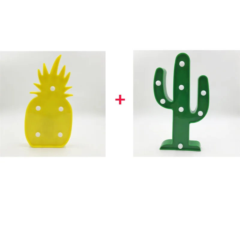 Pineapple and Cactus Горячая 3D Фламинго с Микки-Маусом кактус ананас Форма ночной Светильник AA Батарея приведенный в действие Портативный дома Свадебные украшения настольная лампа - Испускаемый цвет: Pineapple and Cactus