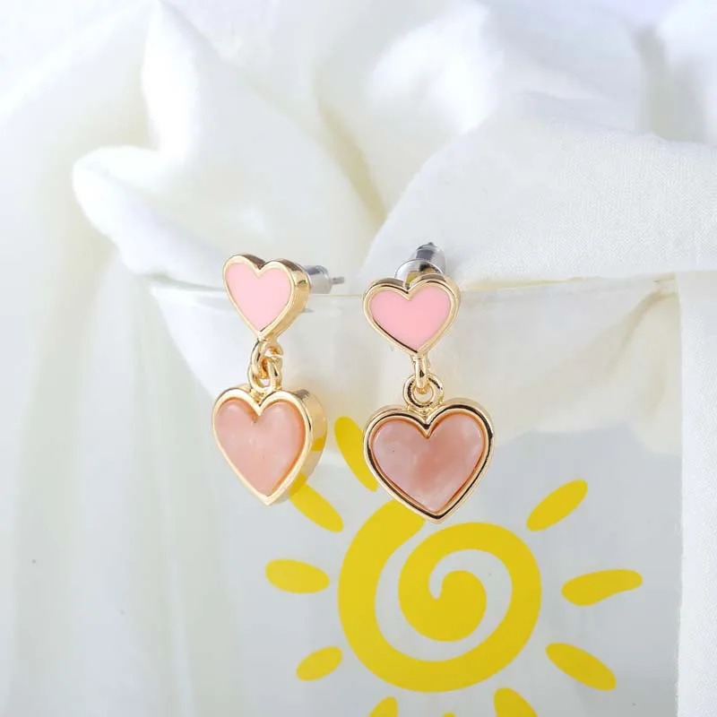 Pink heart clip on earrings without piercing for women no ear hole | Украшения и аксессуары