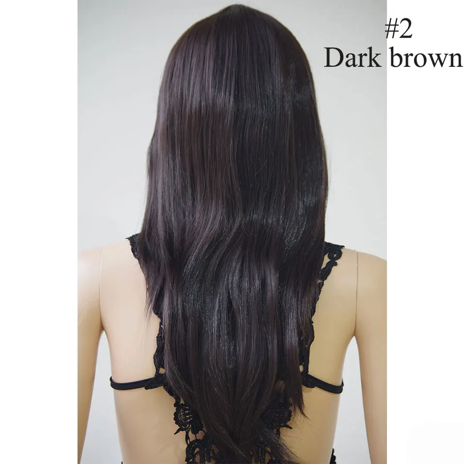 dark brown Snoilite, 23 дюйма, женский парик, Синтетические длинные прямые волосы, парики для женщин, повседневный костюм, платье, термостойкий, косплей, красный, коричневый - Цвет: dark brown