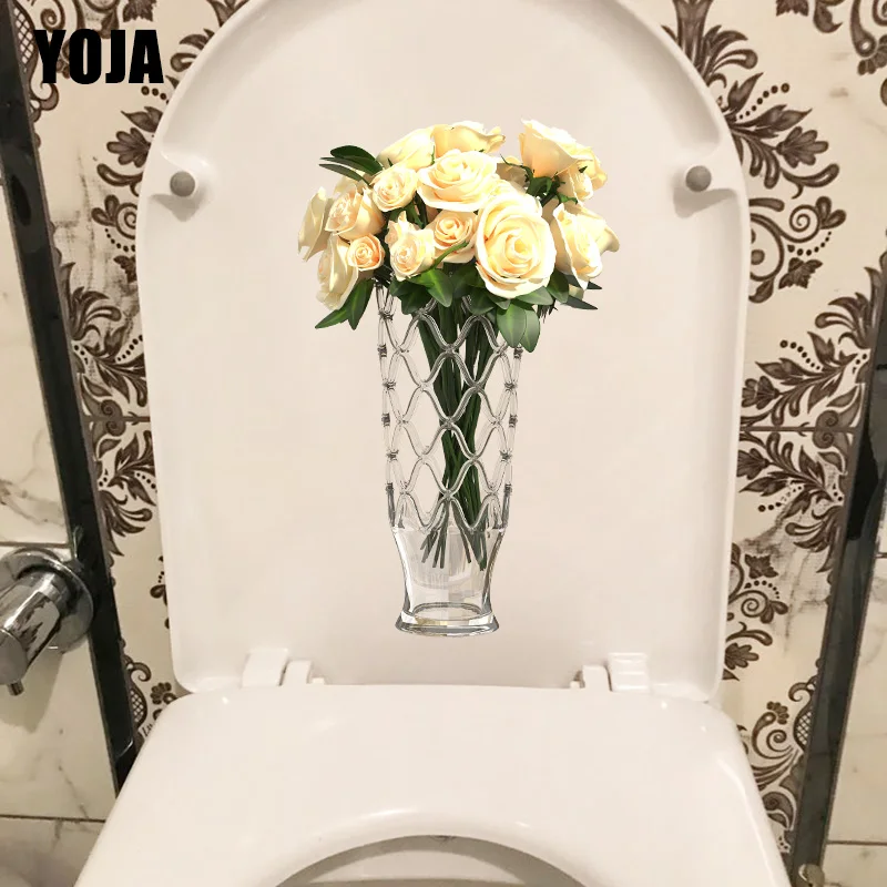YOJA 13.7x22.2 см Красивая желтая роза украшение дома настенная наклейка WC наклейки для