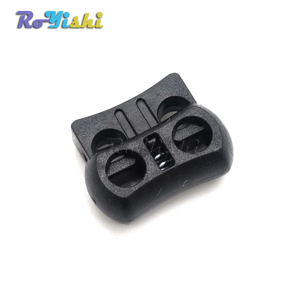 100 шт./упак. 2 отверстия замок шнура тумблер пластиковый черный 15 мм * 20 7 5 | Дом и сад