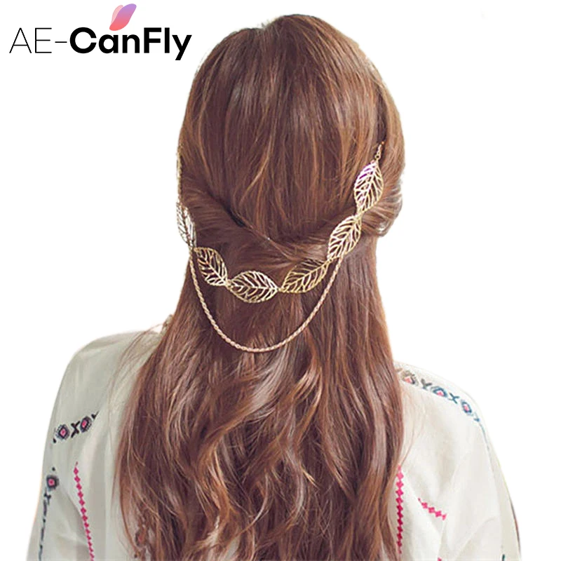 Женский аксессуар для волос с цепочкой и кисточкой|head chain|leaf headclip women |