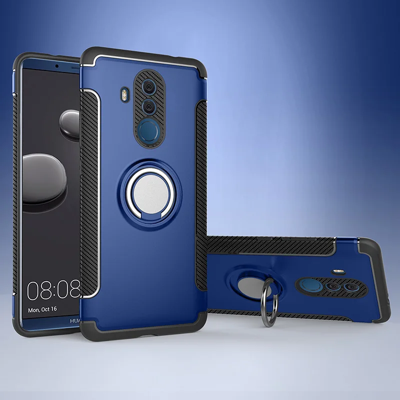 Синий Чехол для huawei mate 20 Lite, защитный чехол, полное защитное кольцо, магнитный держатель, ударопрочный ТПУ+ PC, для huawei mate 20 Lite, автомобильный чехол - Цвет: Синий