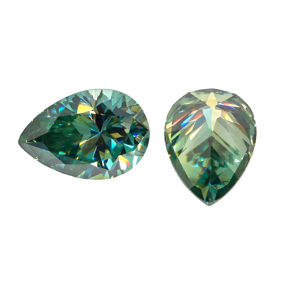 GIGAJEWE Муассанит груша огранка темно-зеленый цвет 6 мм X 8 мм 1.2ct бусины DIY драгоценный камень для изготовления ювелирных изделий подарок для девушки