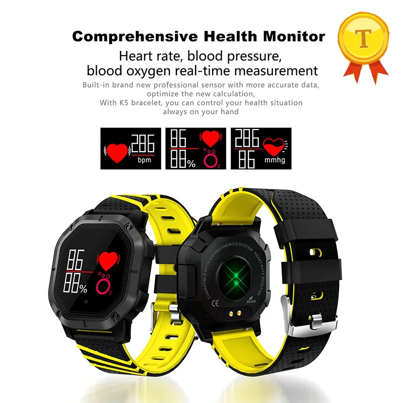 

New Heart rate monitoring smart bracelet IP68 professional waterproof color screen smartband wristbands for Android IOS phones