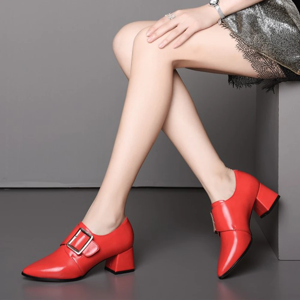 Туфли-лодочки женские на высоком каблуке из натуральной воловьей кожи | Обувь