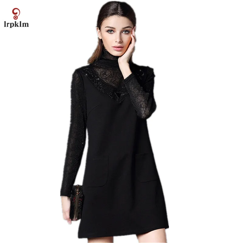 2017 Весна и лето новое поступление женское сексуальное черное вязаное платье с